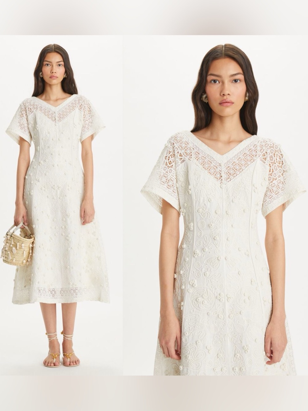 Like new Tory Burch EMBROIDERED LINEN DRESS 2 $1,598